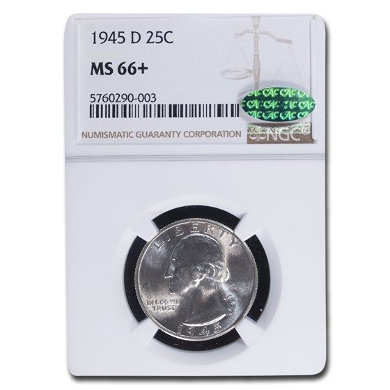 1945-D Washington Quarter MS-66+ NGC CAC 1945-D Washington Quarter MS-66+ NGC CAC